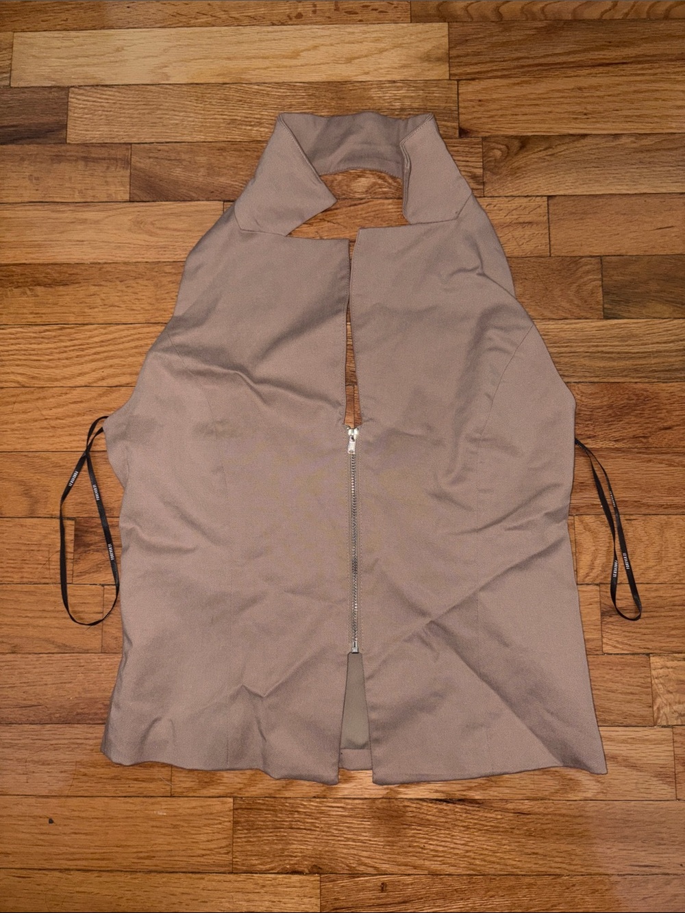 Vintage Forever 21 Womens Halter Zip-Front Vest Jacket - Taupe